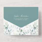 Sage Green Eucalyptus Greenery Weddenschap All In One Uitnodiging (Achterkant)