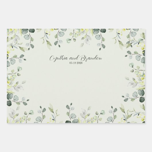Sage Green Eucalyptus Greenery Wedding Branding Inpakpapier Vel (Voorkant 3)