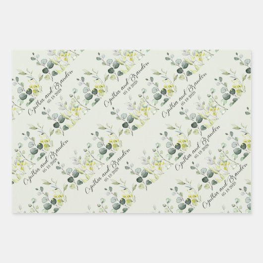 Sage Green Eucalyptus Greenery Wedding Branding Inpakpapier Vel (Voorkant 2)