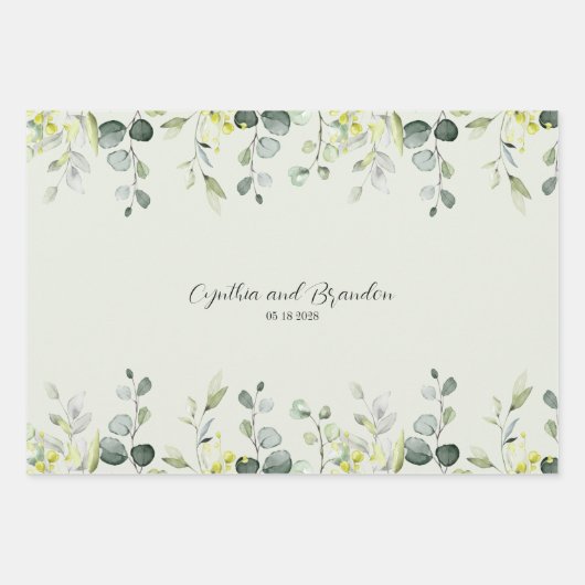 Sage Green Eucalyptus Greenery Wedding Branding Inpakpapier Vel (Voorkant)