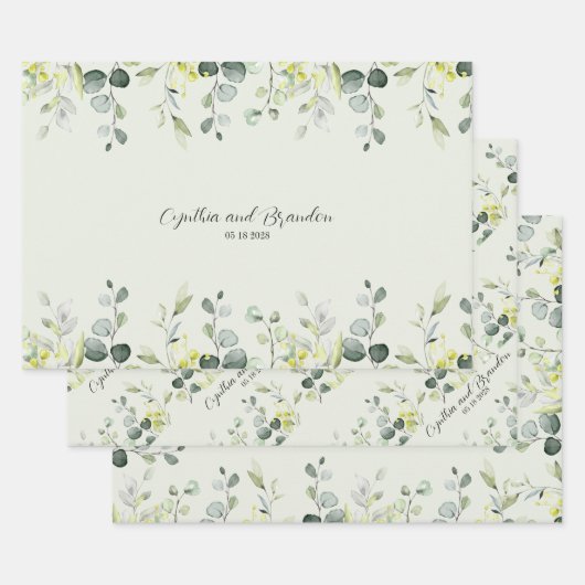 Sage Green Eucalyptus Greenery Wedding Branding Inpakpapier Vel (Set)