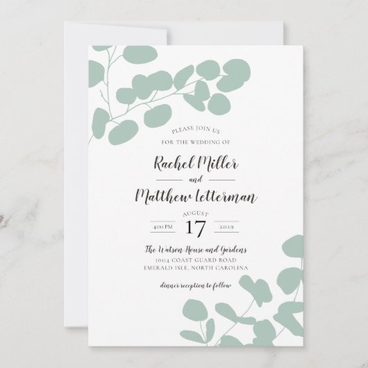 Sage Green Eucalyptus Greenery Wedding Kaart (Voorkant)