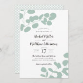 Sage Green Eucalyptus Greenery Wedding Kaart (Voorkant / Achterkant)