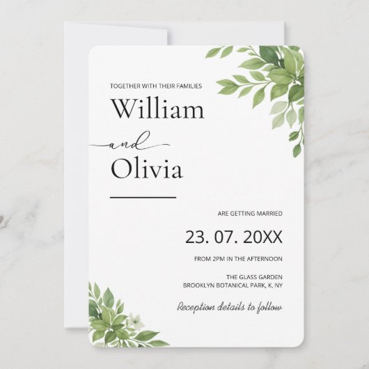 Sage Green Eucalyptus Greenery Wedding Kaart (Voorkant)