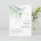 Sage Green Eucalyptus Greenery Wedding Kaart (Staand voorkant)