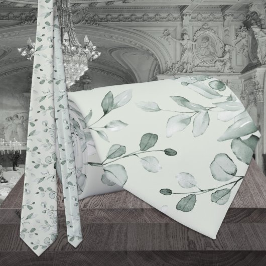 Sage Green Eucalyptus Greenery Wedding Stropdas