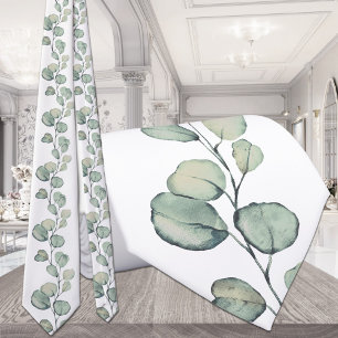 Sage Green Eucalyptus Greenery White Wedding Stropdas