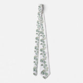 Sage Green Eucalyptus Greenery White Wedding Stropdas (Achterkant)