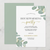 Sage Green Eucalyptus Housewarming Party Kaart (Voorkant / Achterkant)