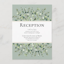 Sage Green Eucalyptus huwelijksreceptie Informatiekaartje