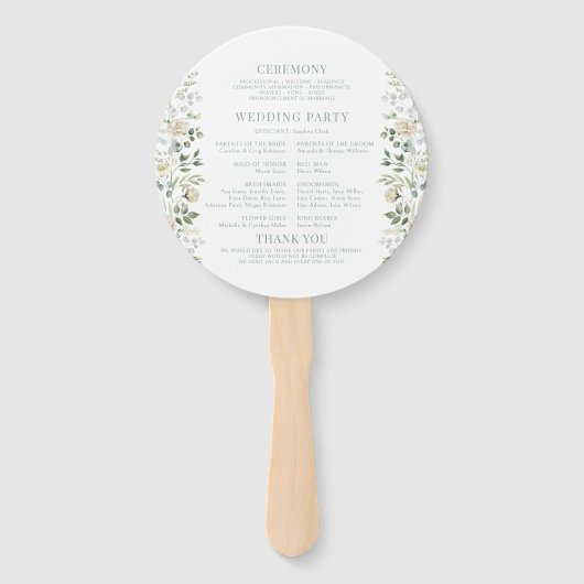 Sage Green Eucalyptus Krans Boho Trouwprogramma Handwaaier (Achterkant)