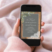 Sage Green Eucalyptus Lace Wood Script Foto Kaart