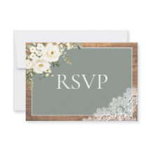 Sage Green Eucalyptus Lace Wood Weddenschap RSVP