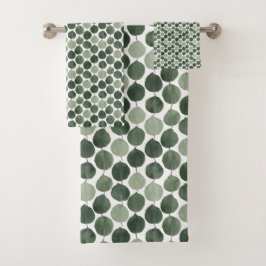 Sage Green Eucalyptus Leaf Pattern Botanical Plant Bad Handdoek