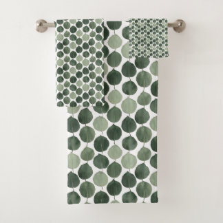 Sage Green Eucalyptus Leaf Pattern Botanical Plant Bad Handdoek