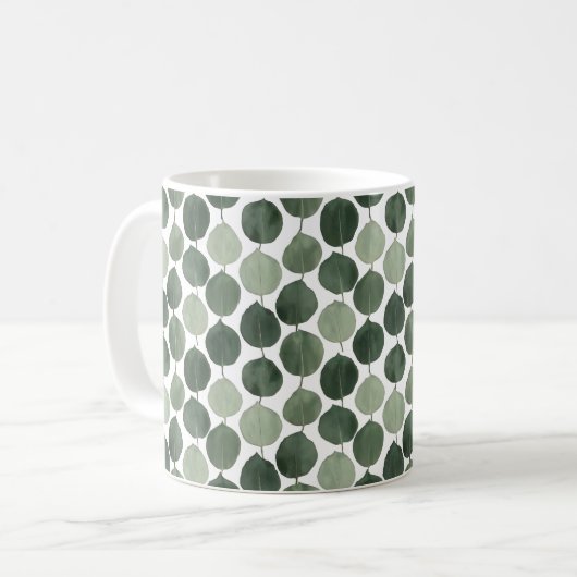 Sage Green Eucalyptus Leaf Pattern Botanical Plant Koffiemok (Voorkant links)
