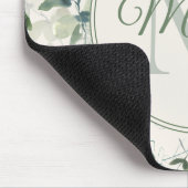 Sage Green Eucalyptus Leaves Cream Monogram Name Muismat (Hoek)