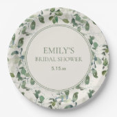 Sage Green Eucalyptus Leaves Cream Vrijgezellenfee Papieren Bordje (Voorkant)