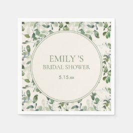 Sage Green Eucalyptus Leaves Cream Vrijgezellenfee Servet