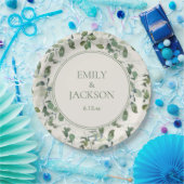 Sage Green Eucalyptus Leaves Cream Wedding Papieren Bordje (Feest)