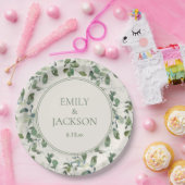 Sage Green Eucalyptus Leaves Cream Wedding Papieren Bordje (Feest)