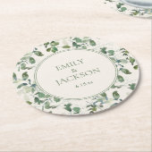 Sage Green Eucalyptus Leaves Cream Wedding Ronde Kartonnen Onderzetter (Gebogen)
