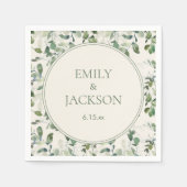 Sage Green Eucalyptus Leaves Cream Wedding Servet (Voorkant)