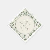 Sage Green Eucalyptus Leaves Cream Wedding Servet (Hoek)