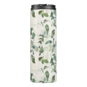 Sage Green Eucalyptus Leaves op Cream Monogram Thermosbeker (Achterkant)