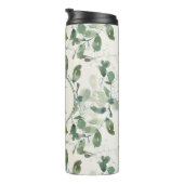 Sage Green Eucalyptus Leaves op Cream Monogram Thermosbeker (Geroteerd rechts)