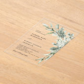 Sage Green Eucalyptus Minimalist Botanical Weddens Acryl Uitnodigingen (Laagn)