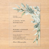Sage Green Eucalyptus Minimalist Botanical Weddens Acryl Uitnodigingen (Voorkant)