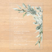 Sage Green Eucalyptus Minimalist Botanical Weddens Acryl Uitnodigingen (Voorkant)