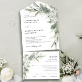 Sage Green Eucalyptus Minimalist Botanical Weddens All In One Uitnodiging