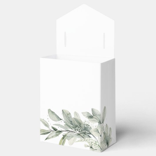 Sage Green Eucalyptus Minimalist Botanical Weddens Bedankdoosjes (Geopend)