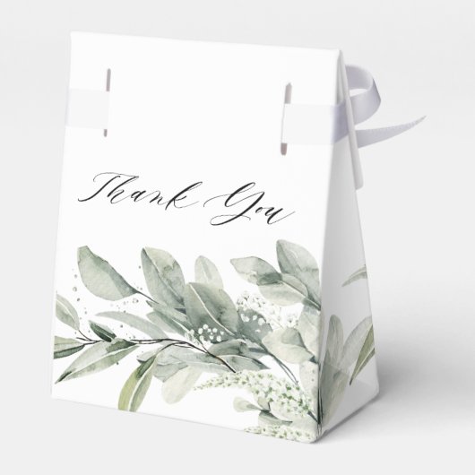 Sage Green Eucalyptus Minimalist Botanical Weddens Bedankdoosjes (Achterkant)