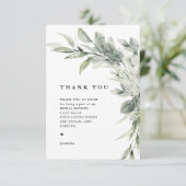 Sage Green Eucalyptus Minimalist Botanical Weddens Bedankkaart (Staand voorkant)