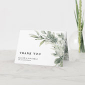 Sage Green Eucalyptus Minimalist Botanical Weddens Bedankkaart (Voorkant)
