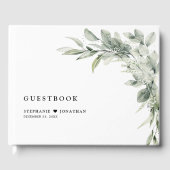 Sage Green Eucalyptus Minimalist Botanical Weddens Gastenboek (Voorkant)