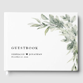 Sage Green Eucalyptus Minimalist Botanical Weddens Gastenboek