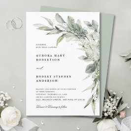 Sage Green Eucalyptus Minimalist Botanical Weddens Kaart