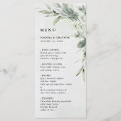 Sage Green Eucalyptus Minimalist Botanical Weddens Menu (Voorkant)