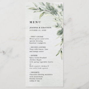 Sage Green Eucalyptus Minimalist Botanical Weddens Menu