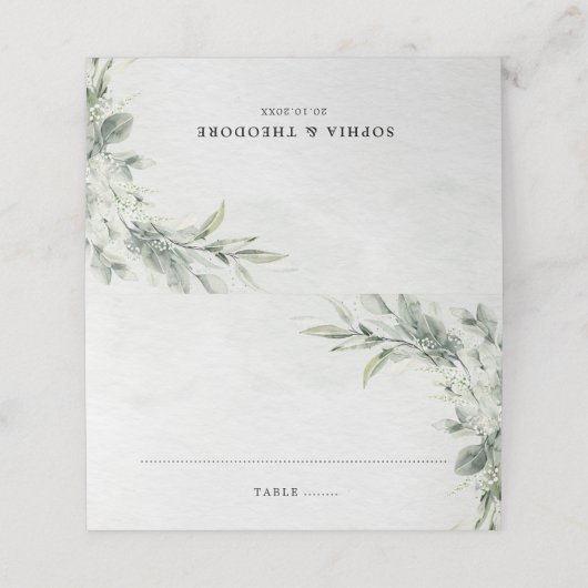 Sage Green Eucalyptus Minimalist Botanical Weddens Plaatskaartje (Buitenkant ongevouwen)