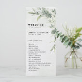 Sage Green Eucalyptus Minimalist Botanical Weddens Programmakaart (Staand voorkant)