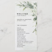 Sage Green Eucalyptus Minimalist Botanical Weddens Programmakaart (Voorkant)