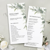 Sage Green Eucalyptus Minimalist Botanical Weddens Programmakaart