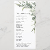 Sage Green Eucalyptus Minimalist Botanical Weddens Programmakaart (Achterkant)
