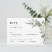 Sage Green Eucalyptus Minimalist Botanical Weddens RSVP Kaartje (Staand voorkant)