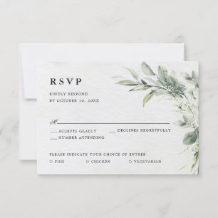 Sage Green Eucalyptus Minimalist Botanical Weddens RSVP Kaartje